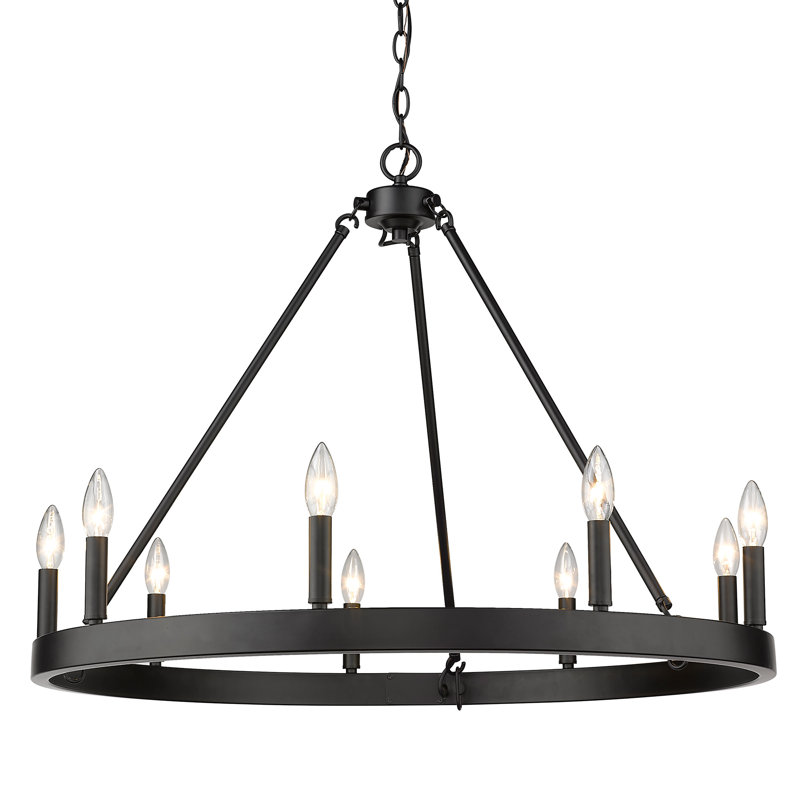 Sand & Stable Emmalynn 9 Light Dimmable Wagon Wheel Chandelier